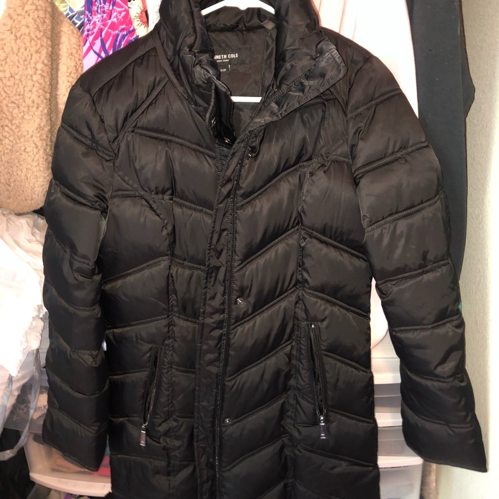 Long Kenneth Cole satin quilted puffer